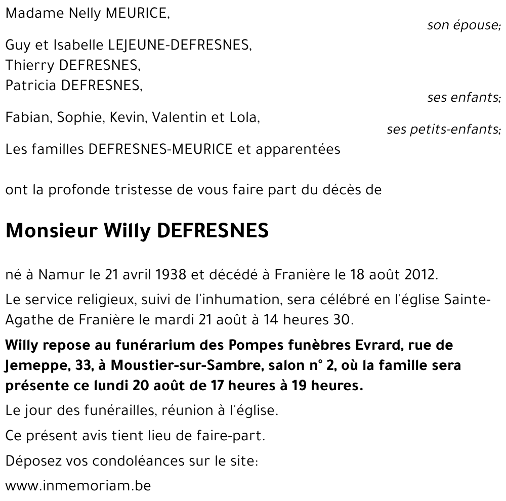 Willy DEFRESNES