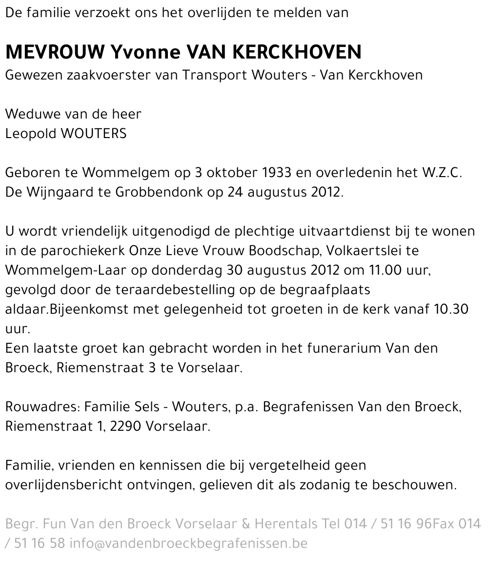 Yvonne Van Kerckhoven