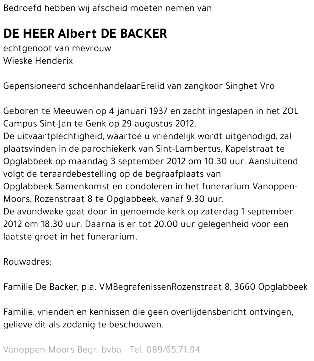 Albert De Backer