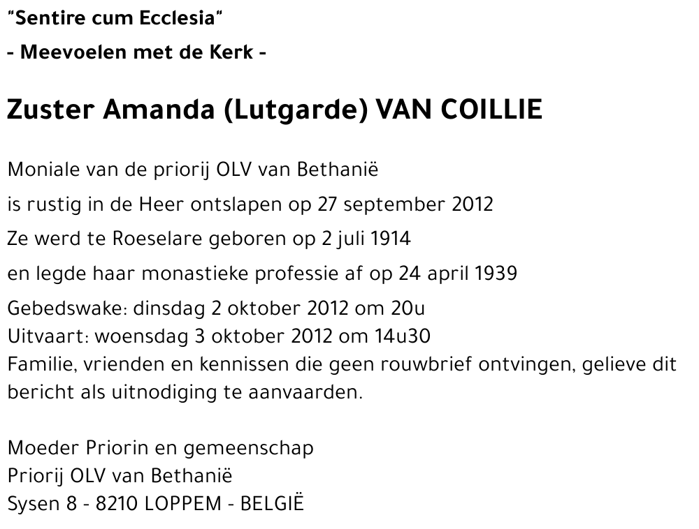 Amanda (Lutgarde) Van Coillie