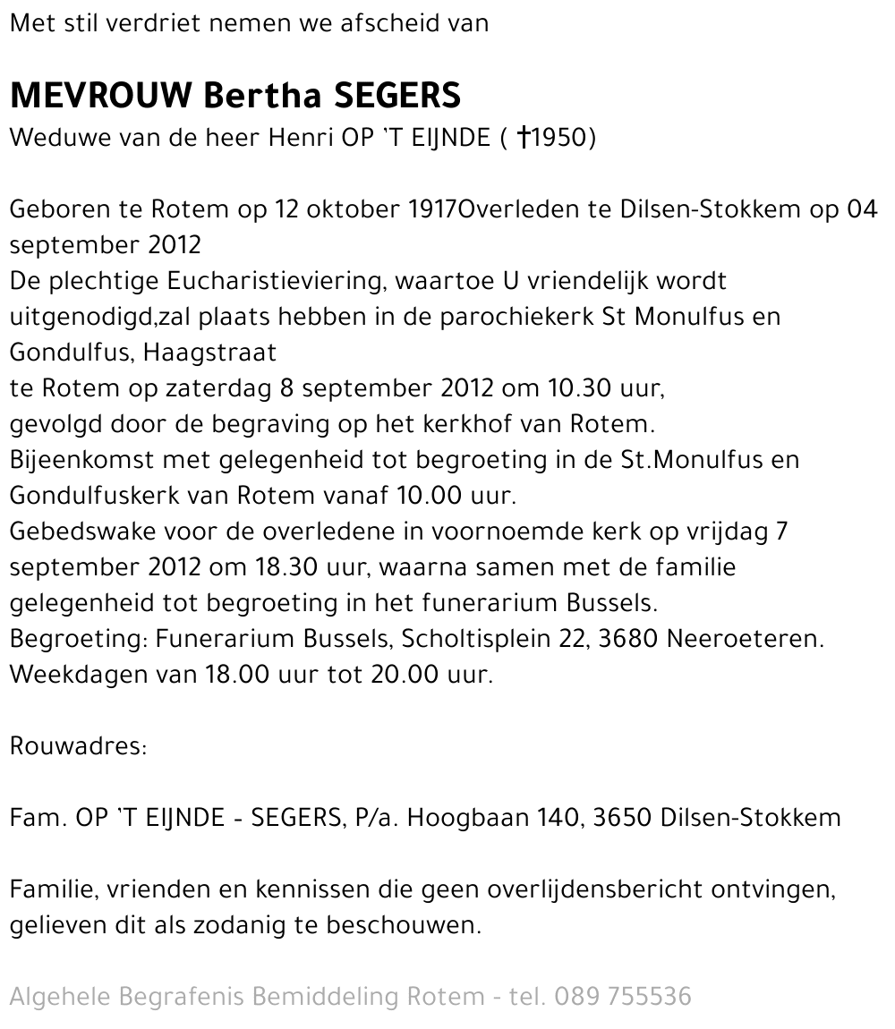 Bertha SEGERS