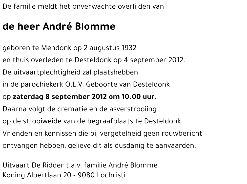 Blomme André