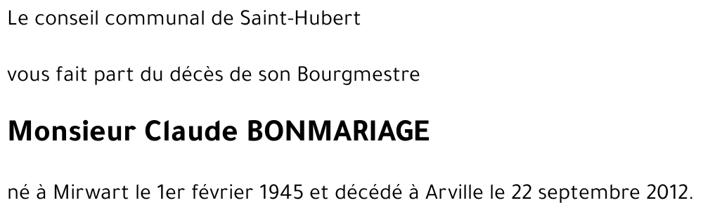 Claude BONMARIAGE