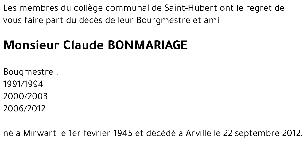 Claude BONMARIAGE