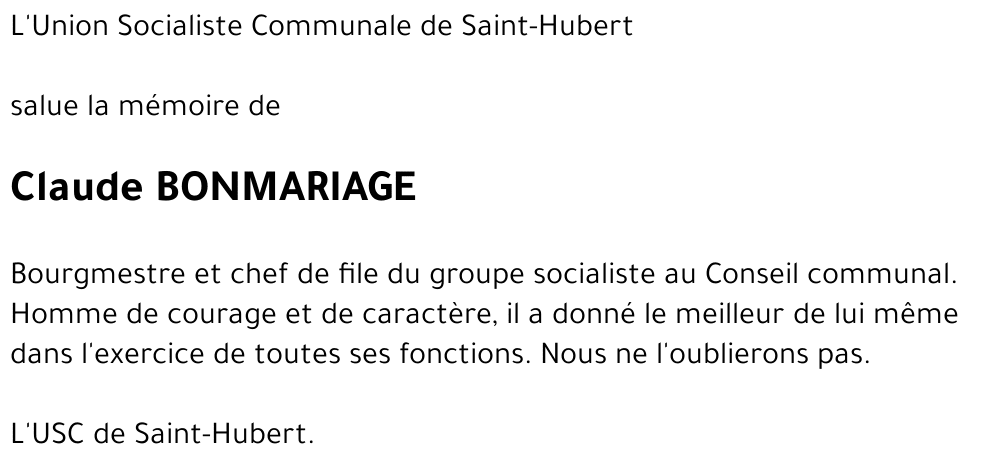Claude BONMARIAGE