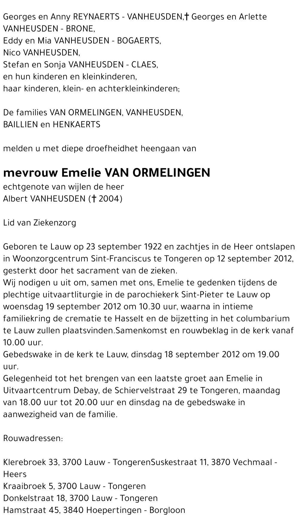 Emelie VAN ORMELINGEN