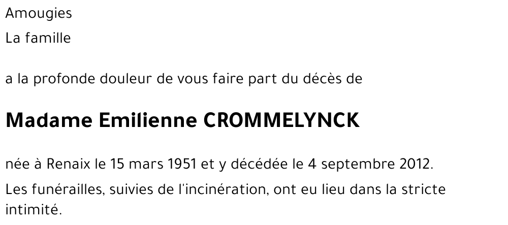Emilienne CROMMELYNCK