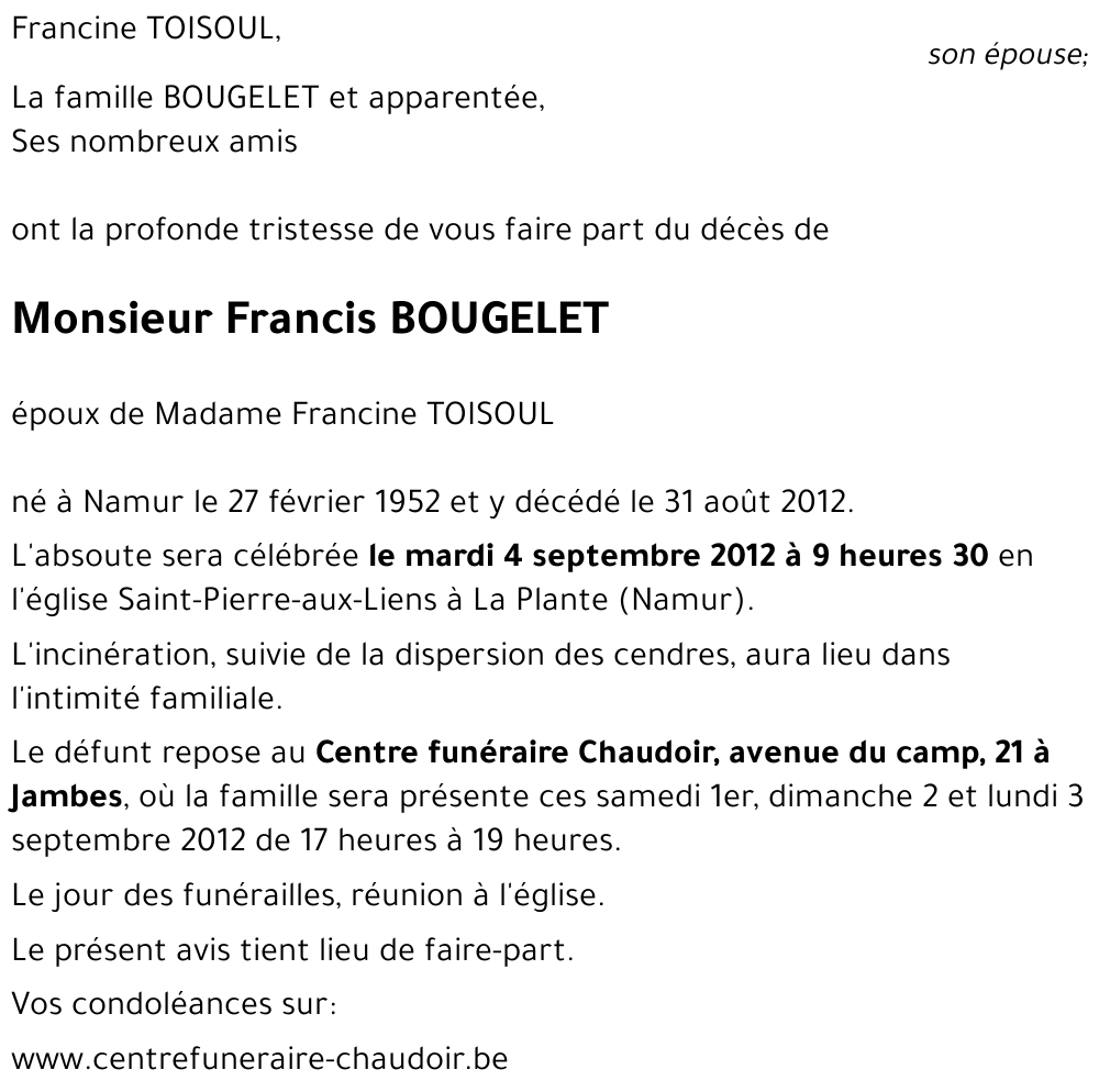 Francis BOUGELET