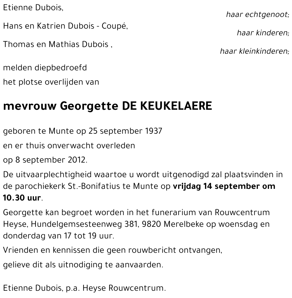 Georgette DE KEUKELAERE