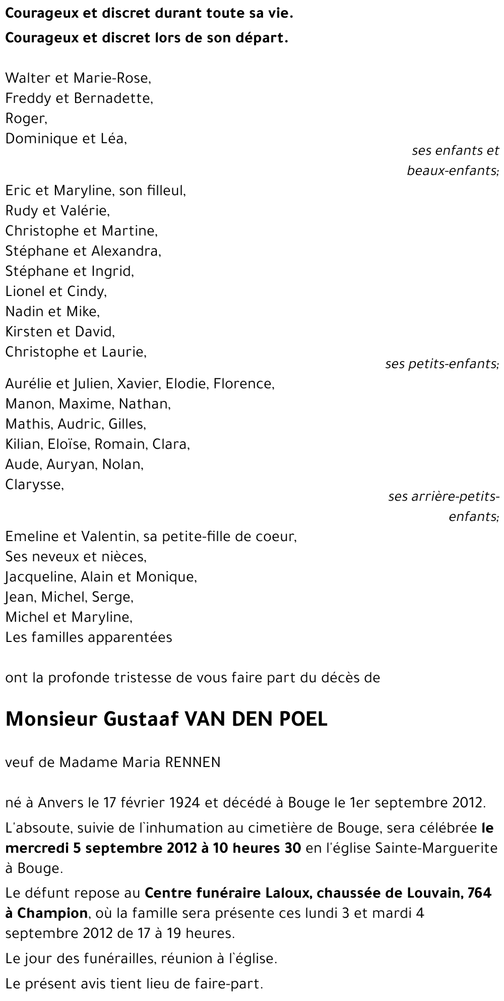 Gustaaf VAN DEN POEL