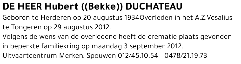 Hubert DUCHATEAU