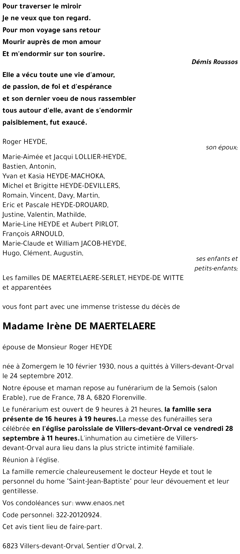 Irène DE MAERTELAERE