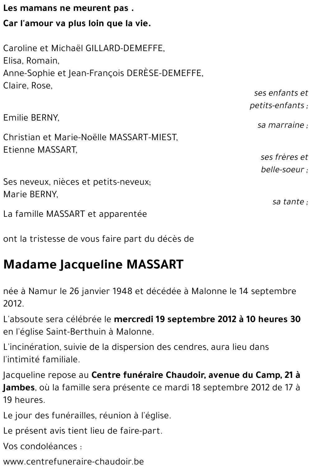 Jacqueline MASSART