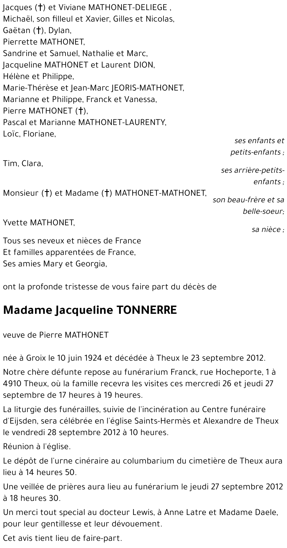Jacqueline TONNERRE