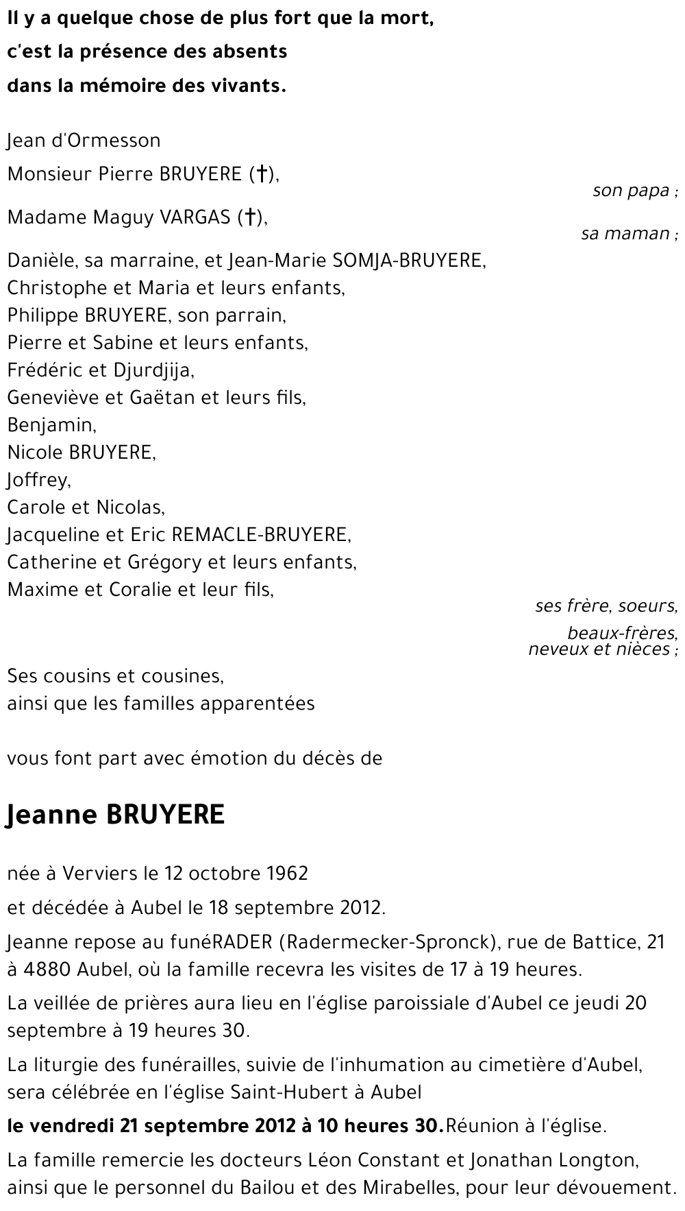 Jeanne BRUYERE