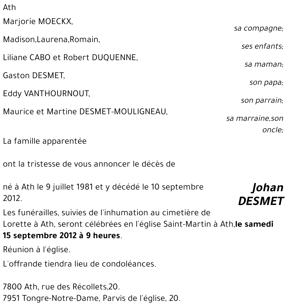Johan DESMET