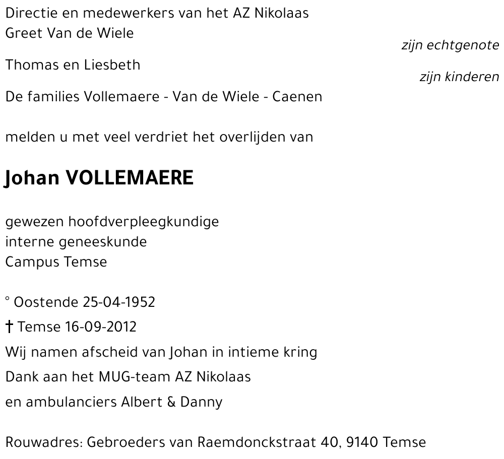 Johan VOLLEMAERE