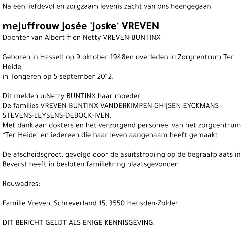 Josee 'Joske' Vreven