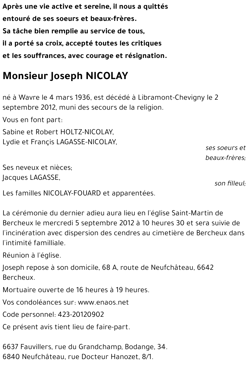 Joseph NICOLAY
