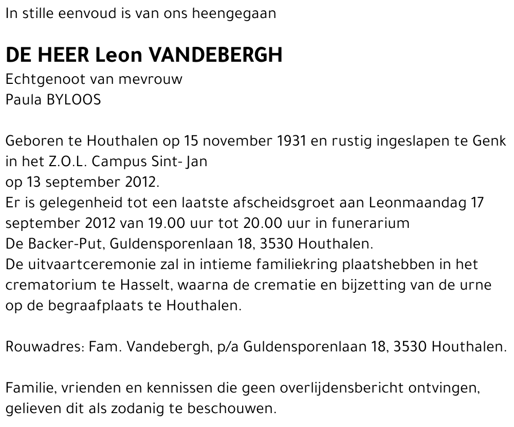 Leon VANDEBERGH
