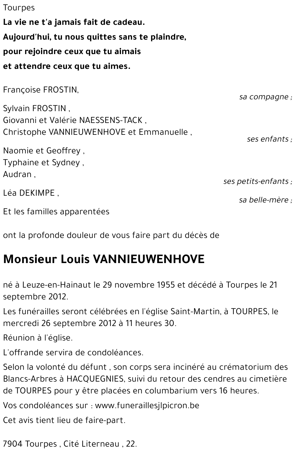 Louis VANNIEUWENHOVE