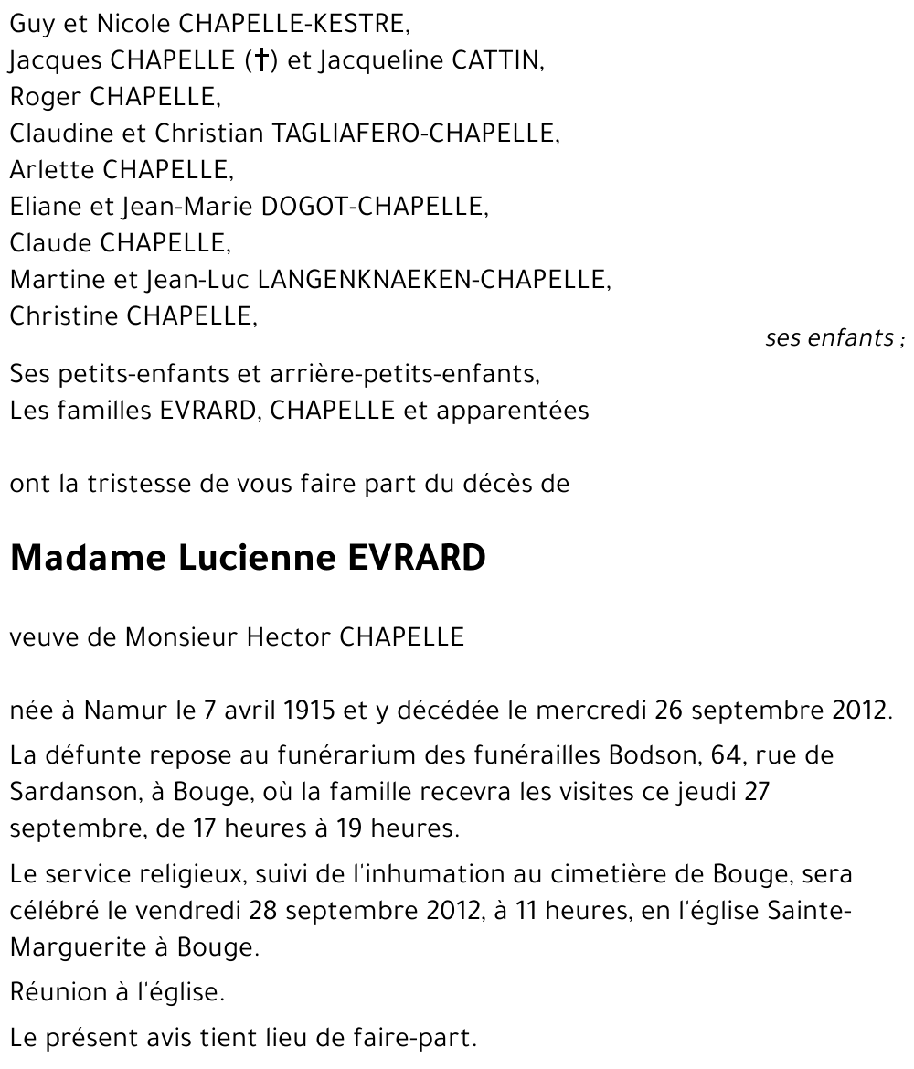 Lucienne EVRARD