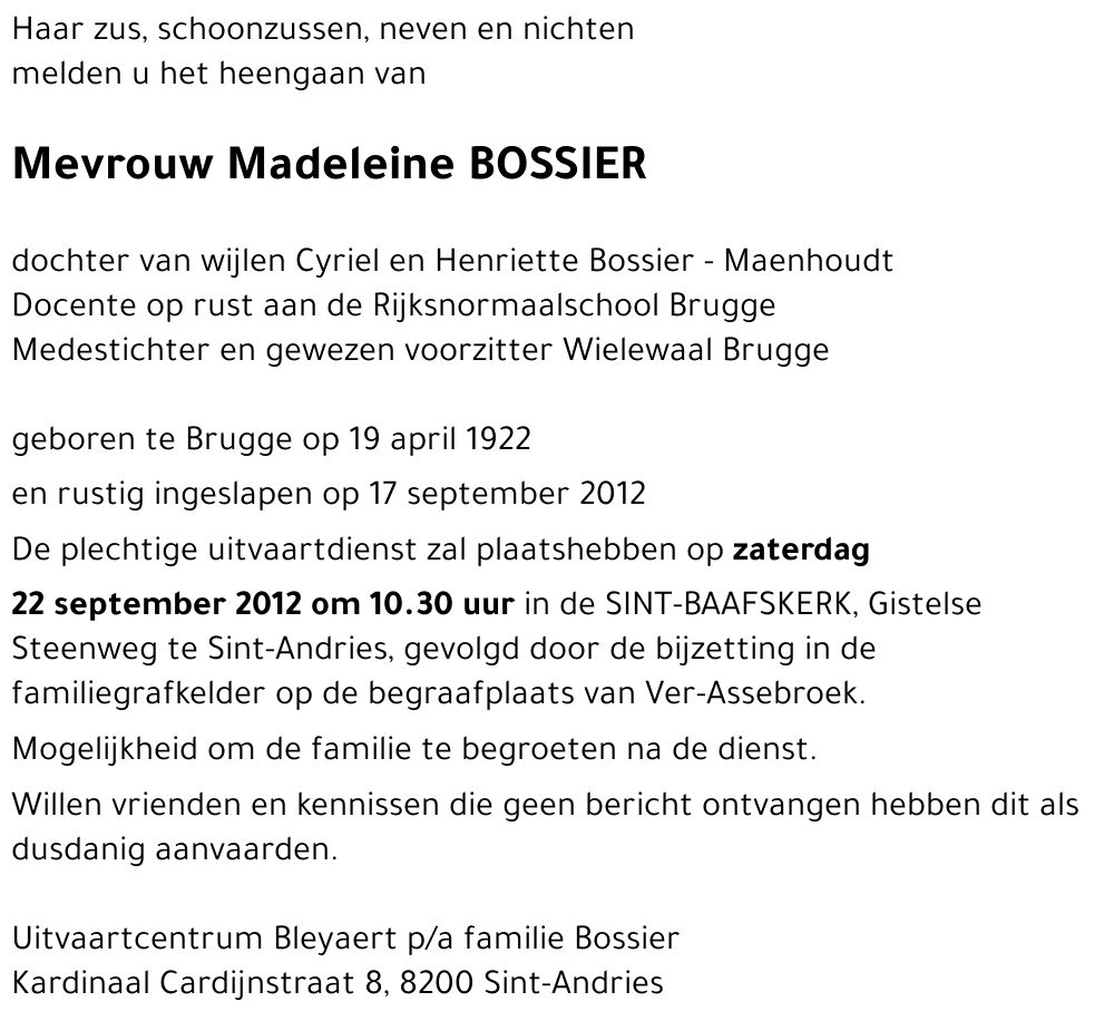 Madeleine BOSSIER