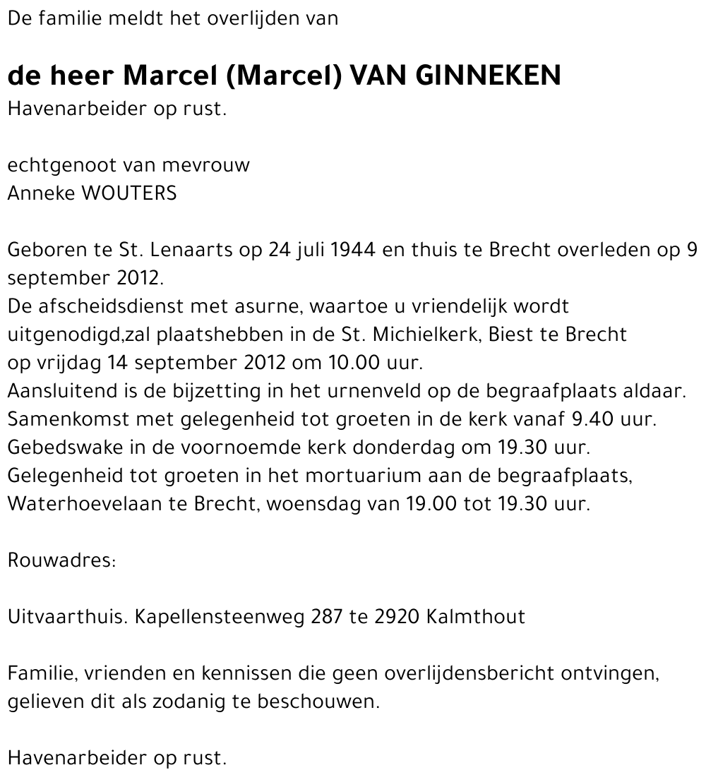 Marcel Frans Theresia VAN GINNEKEN