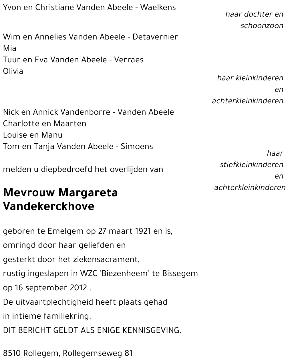 Margareta Vandekerckhove