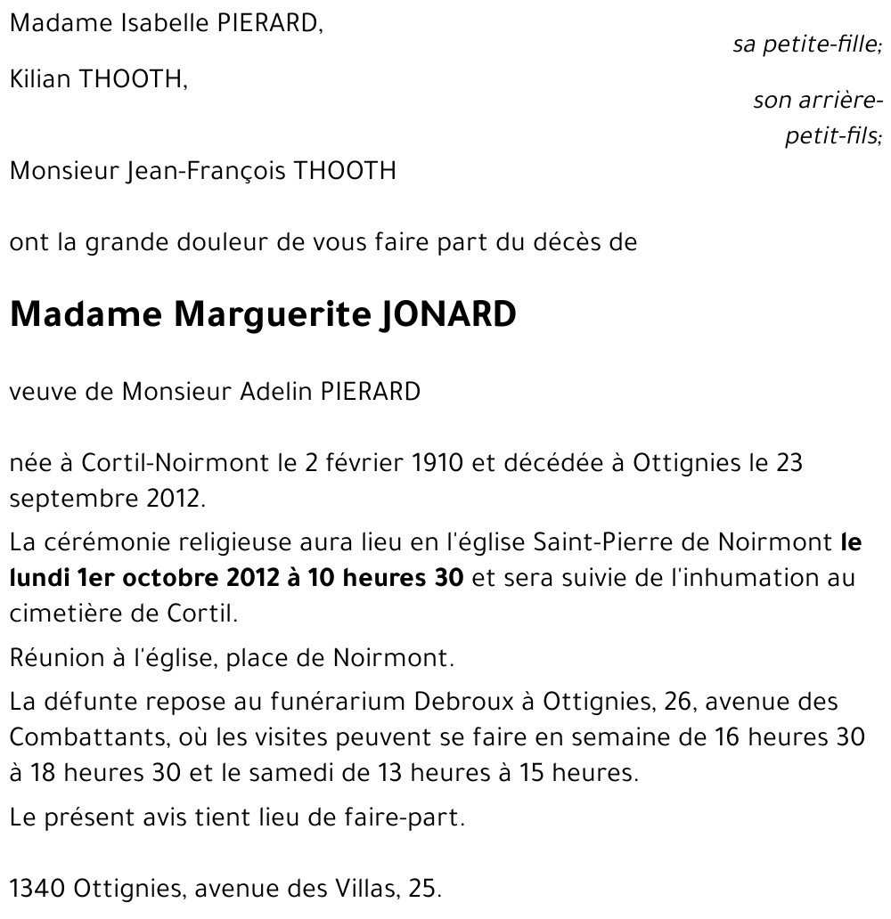 Marguerite JONARD