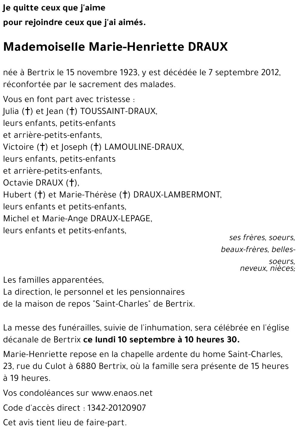 Marie-Henriette DRAUX