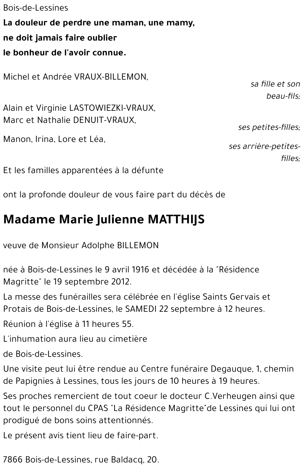 Marie Julienne MATTHIJS