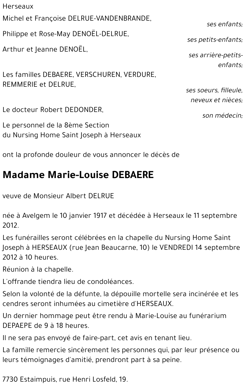 Marie-Louise DEBAERE