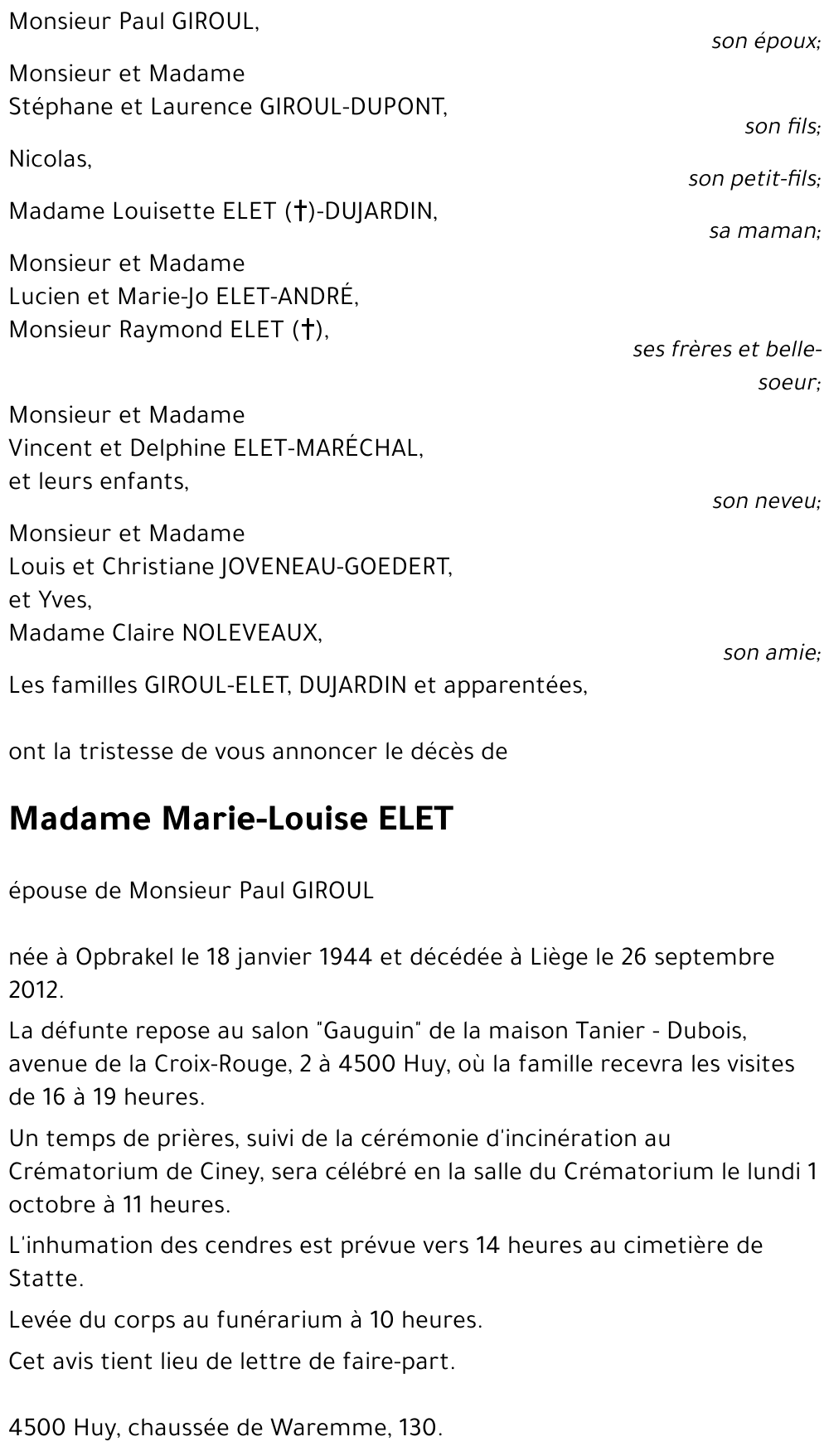 Marie - Louise ELET