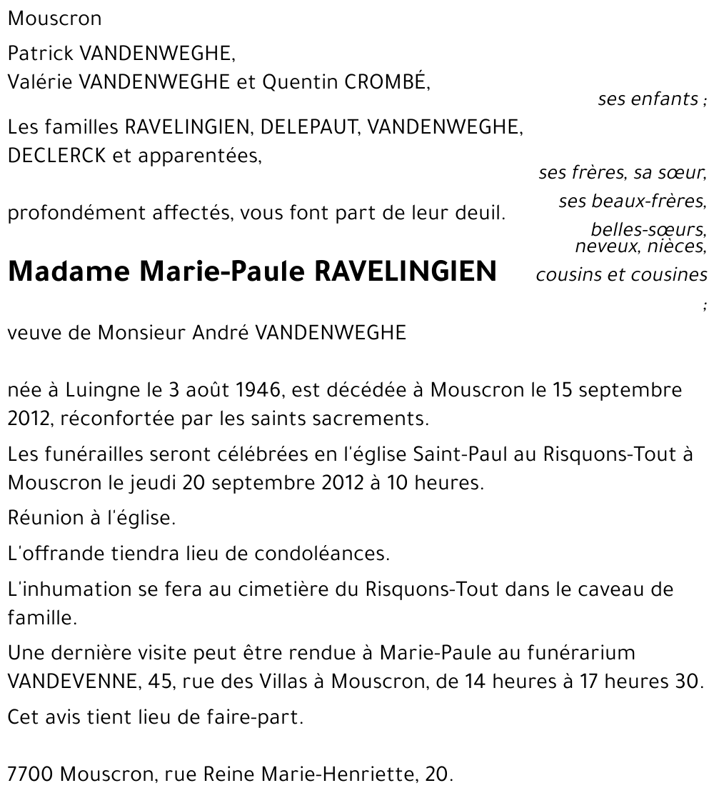 Marie-Paule RAVELINGIEN