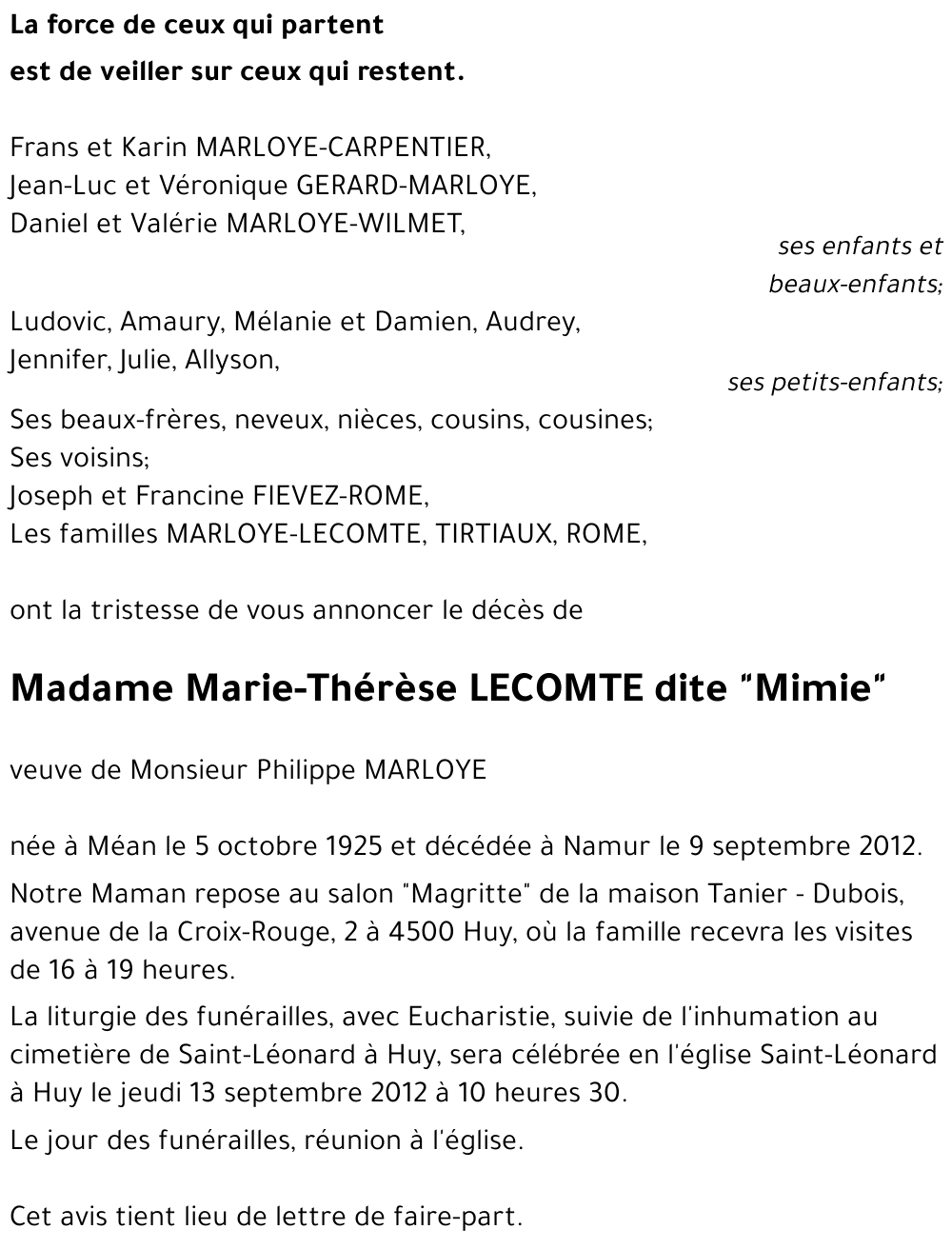 Marie-Thérèse LECOMTE