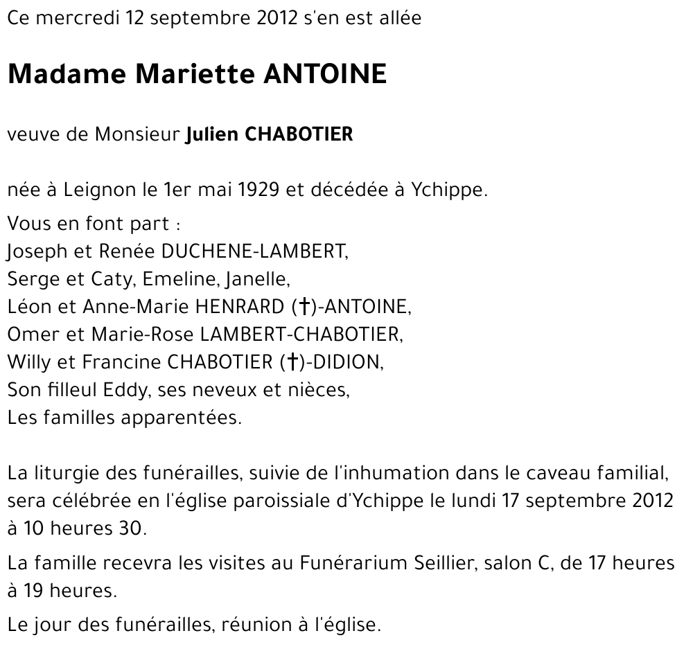 Mariette ANTOINE