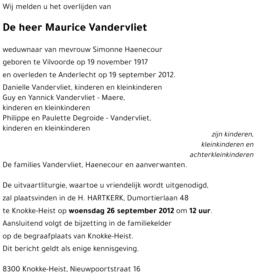 Maurice Vandervliet