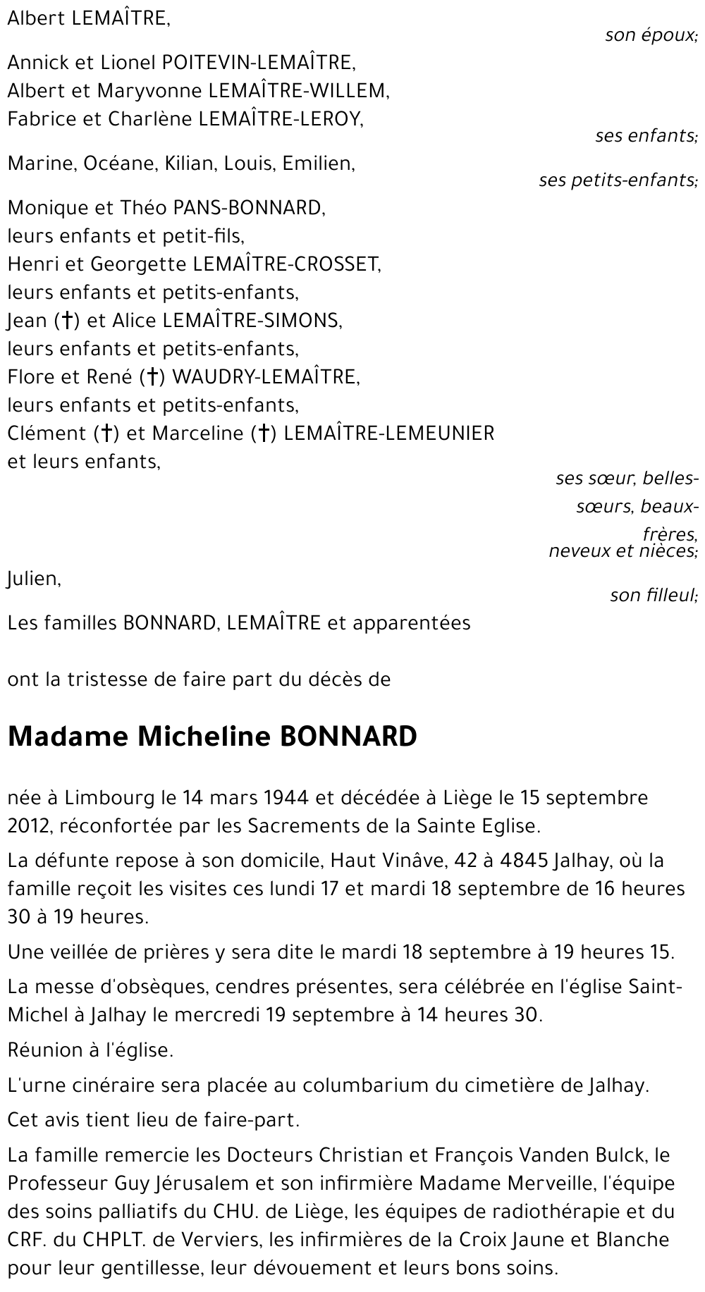 Micheline BONNARD