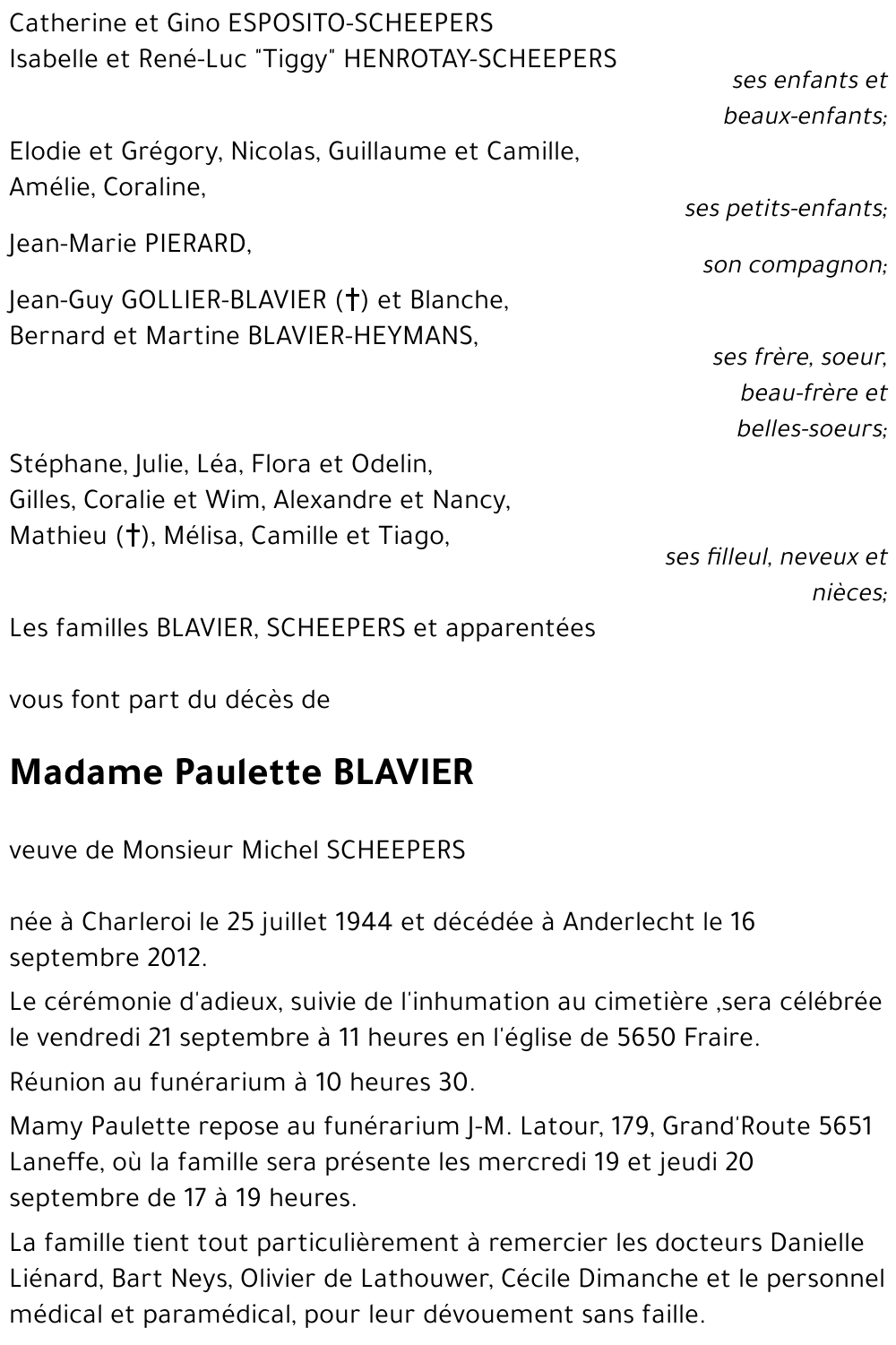 Paulette BLAVIER