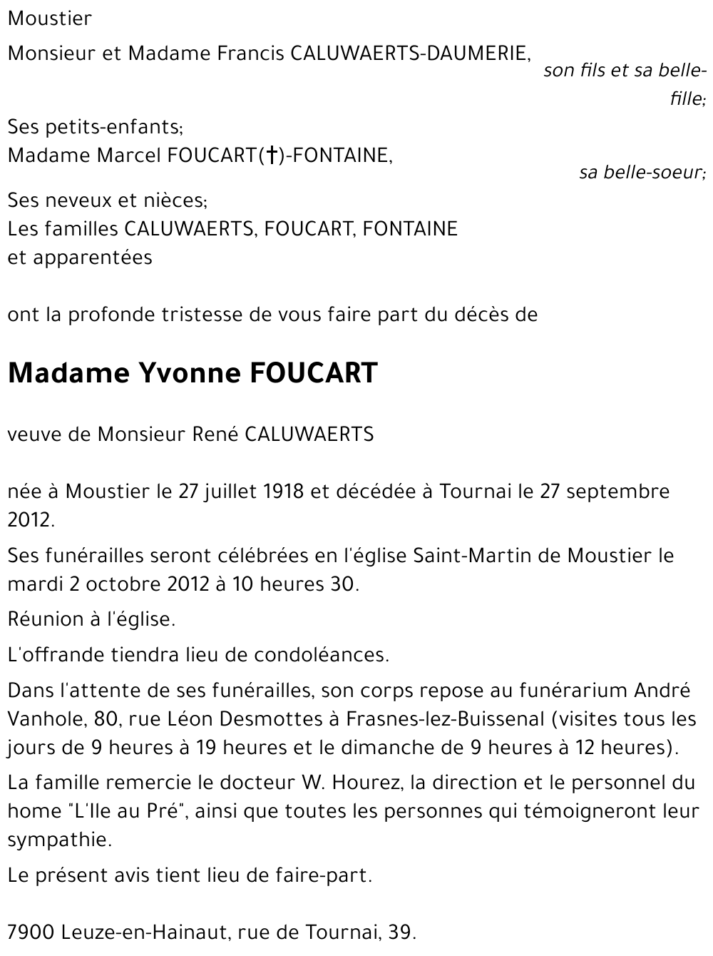 Yvonne FOUCART