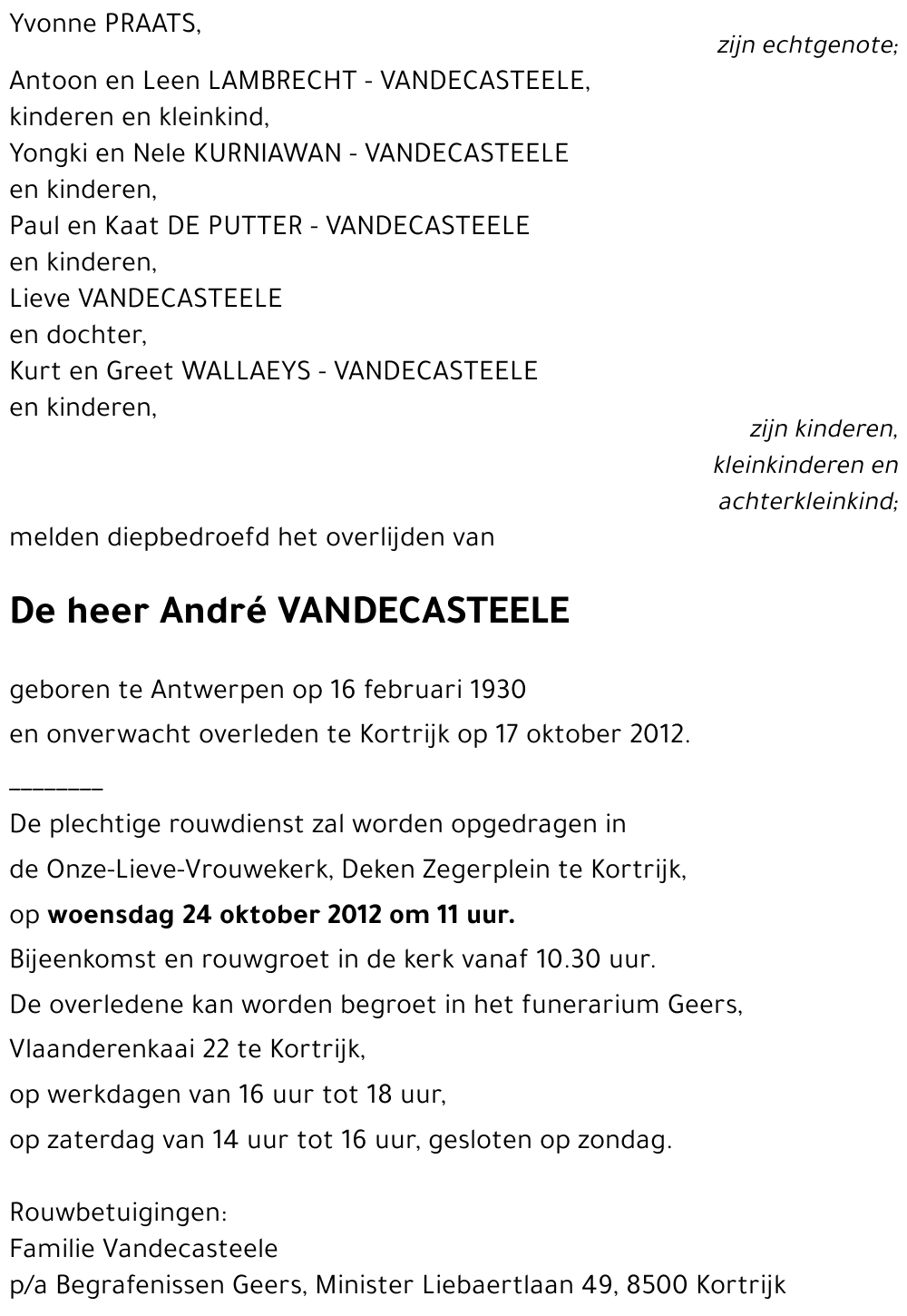 André VANDECASTEELE