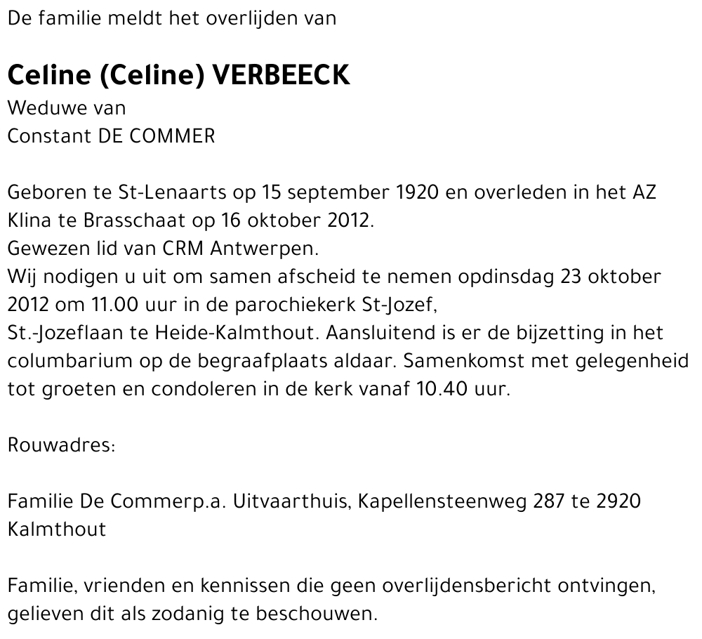 Antonia Celina VERBEECK