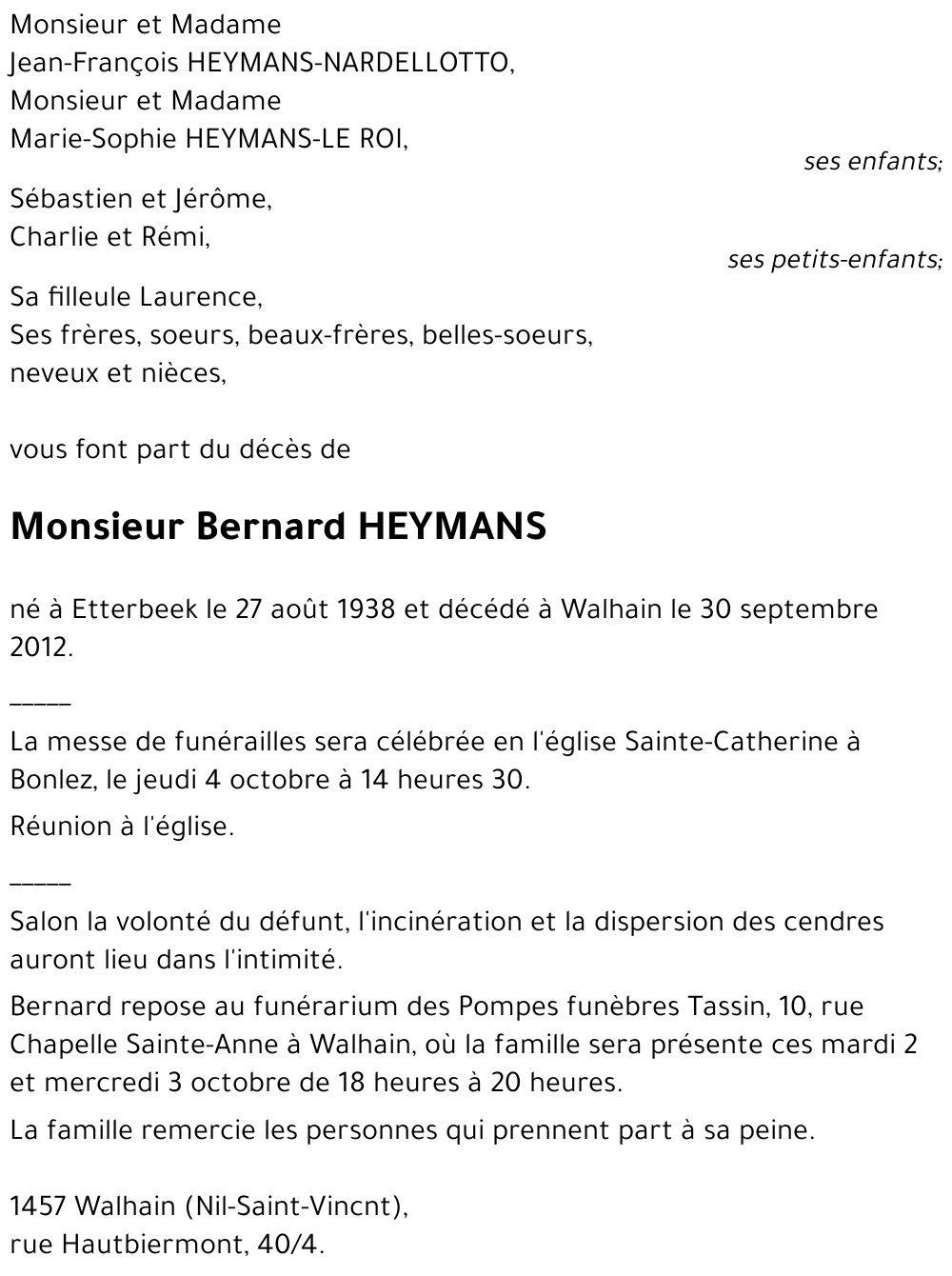 Bernard HEYMANS