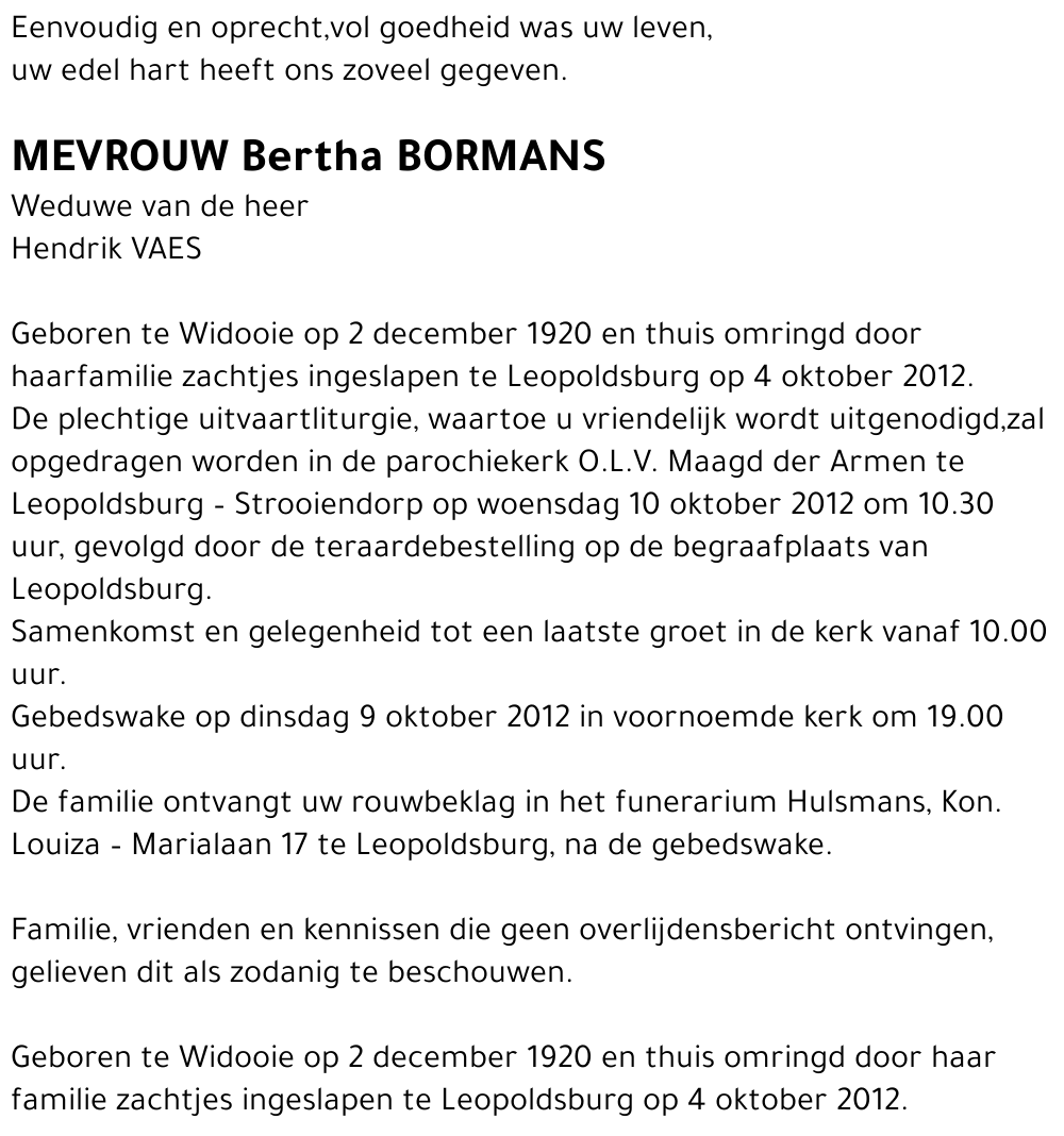Bertha Bormans