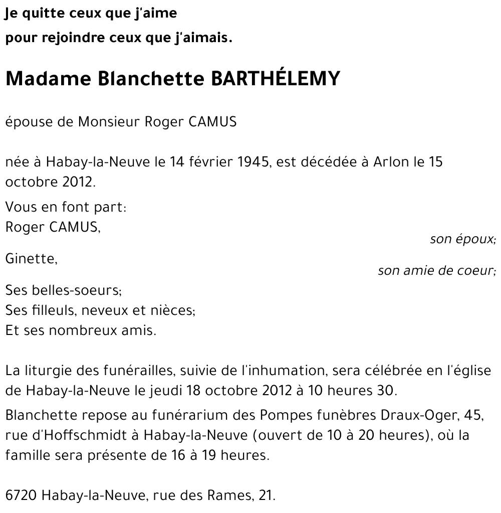 Blanchette Barthélemy