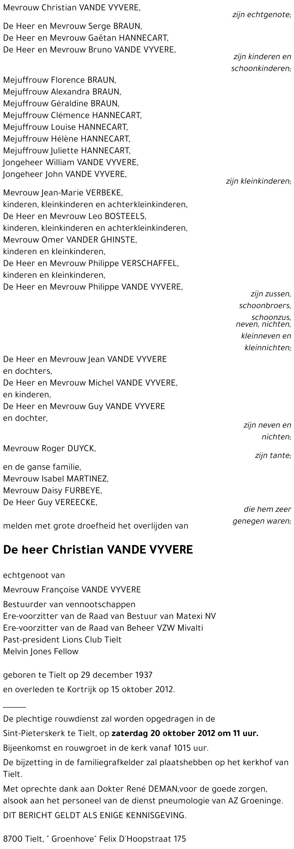 Christian VANDE VYVERE