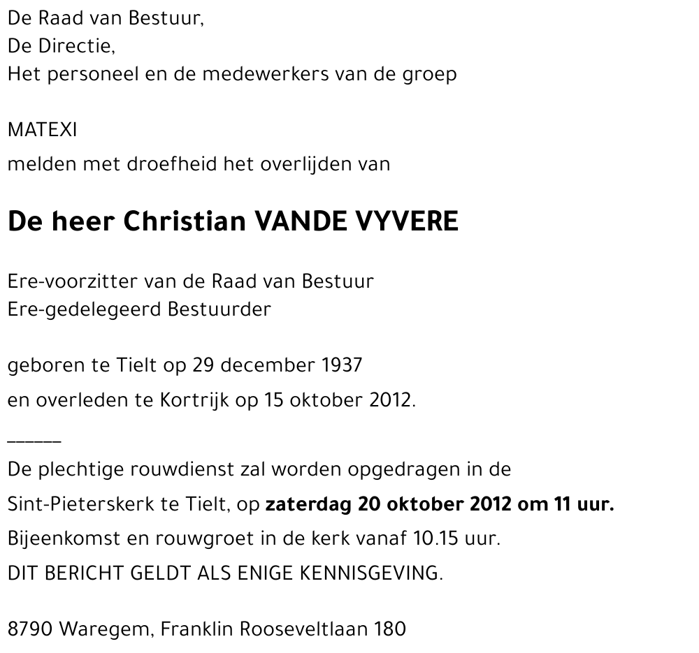 Christian VANDE VYVERE