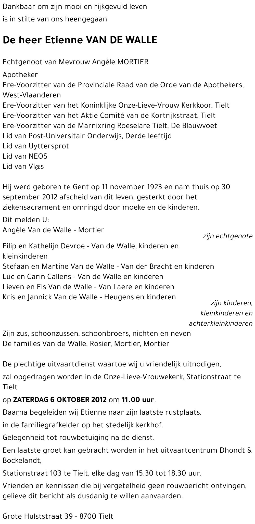 Etienne VAN DE WALLE