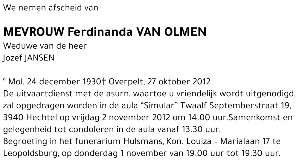 Ferdinanda Van Olmen